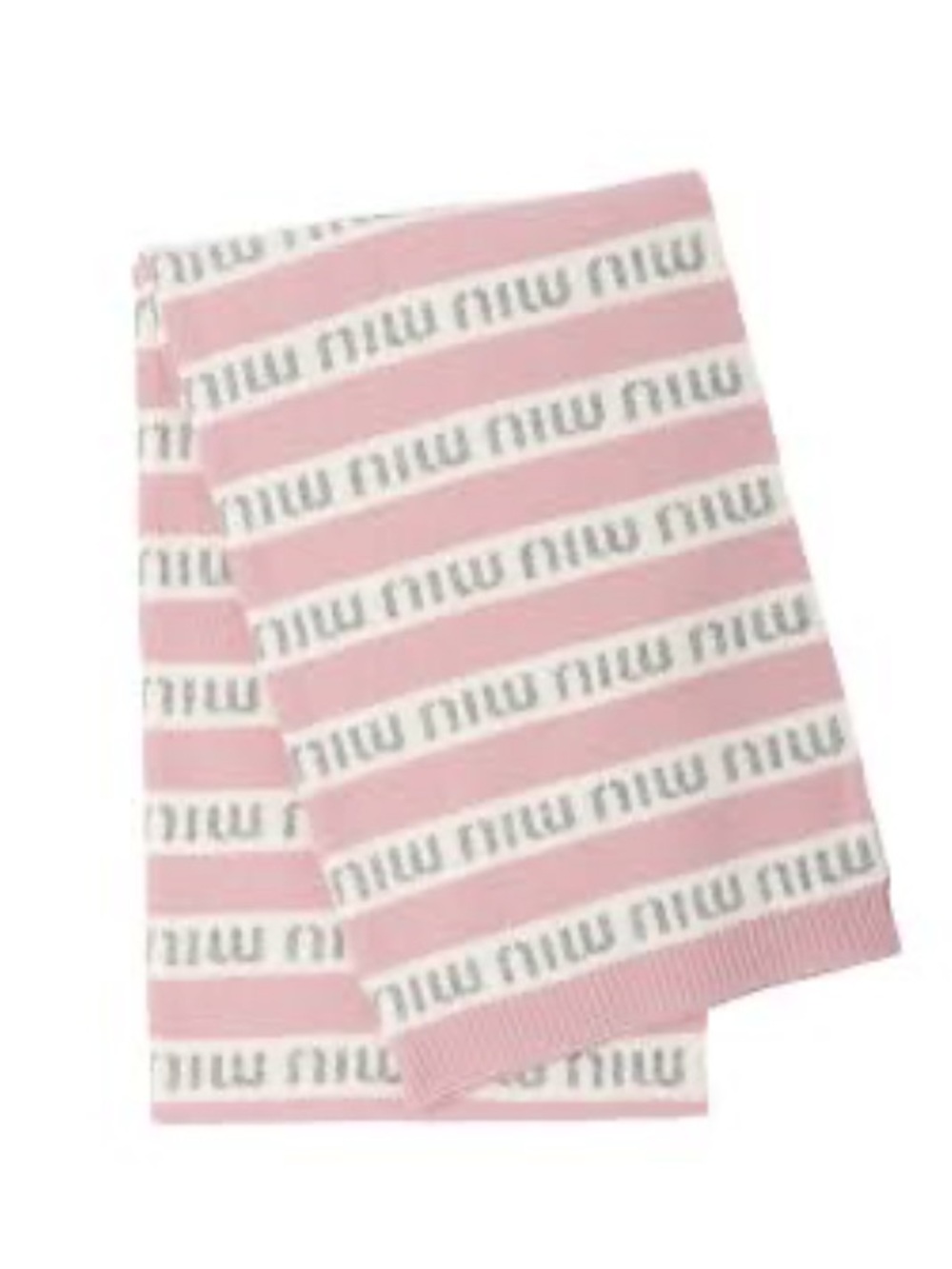 Miu Miu Blush Pink and Ivory Logo Stripe Scarf